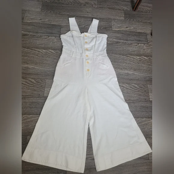 ANTHROPOLOGIE SIZE 14 Elegant White Jumpsuit. USED GOOD CONDITION. - Picture 2 of 15